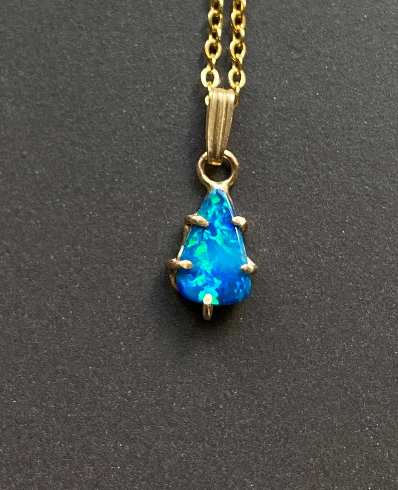 Australian Opal Pendant Necklace, October Birthstone Necklace