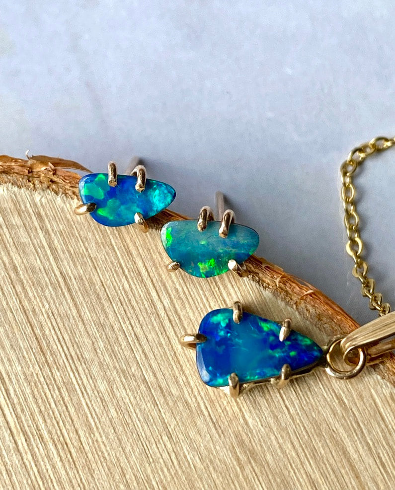 Australian Opal Pendant Necklace, October Birthstone Necklace