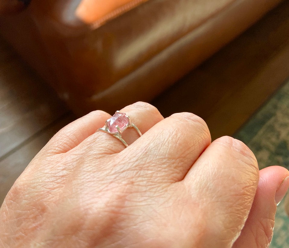 Strawberry Quartz Cage Ring