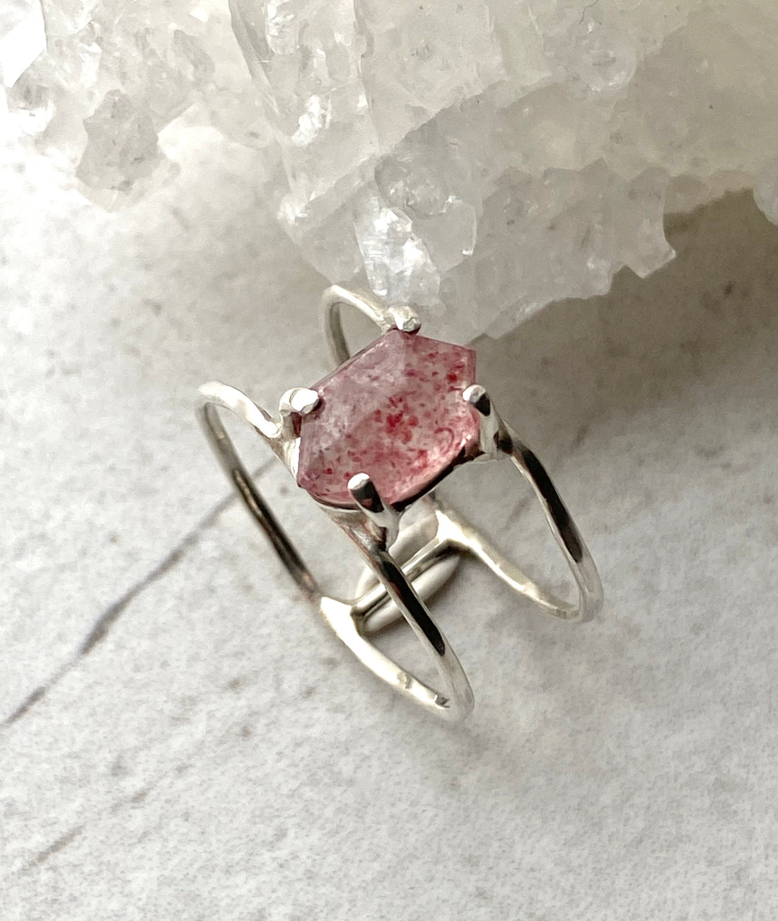 Strawberry Quartz Cage Ring