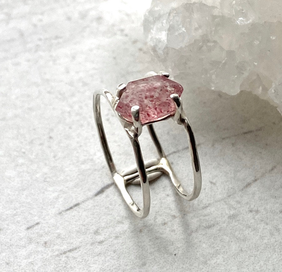 Strawberry Quartz Cage Ring