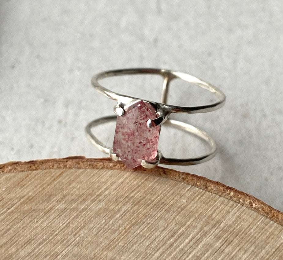 Strawberry Quartz Cage Ring