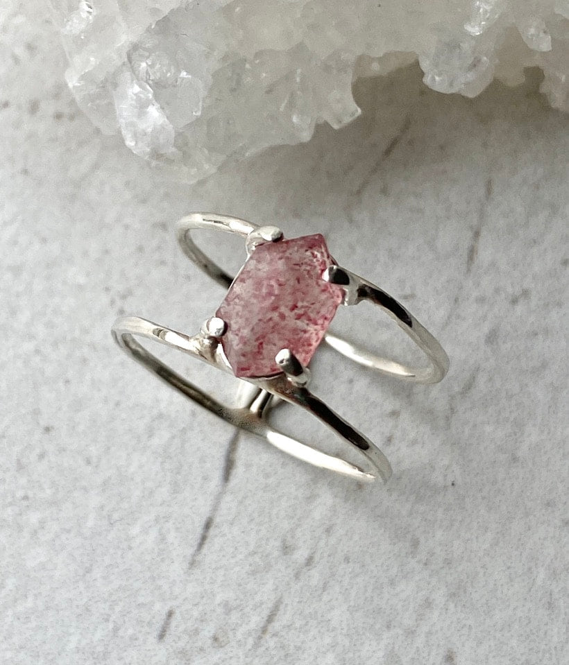 Strawberry Quartz Cage Ring