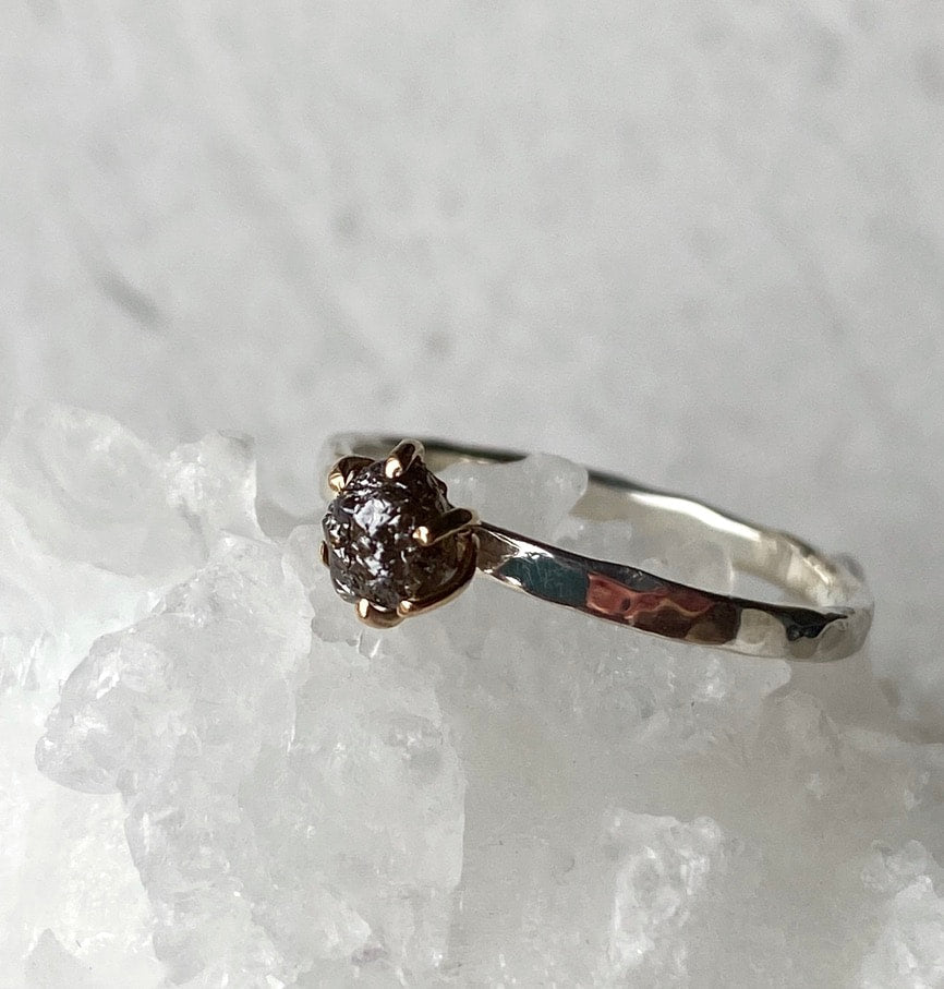 Raw Black Diamond Ring