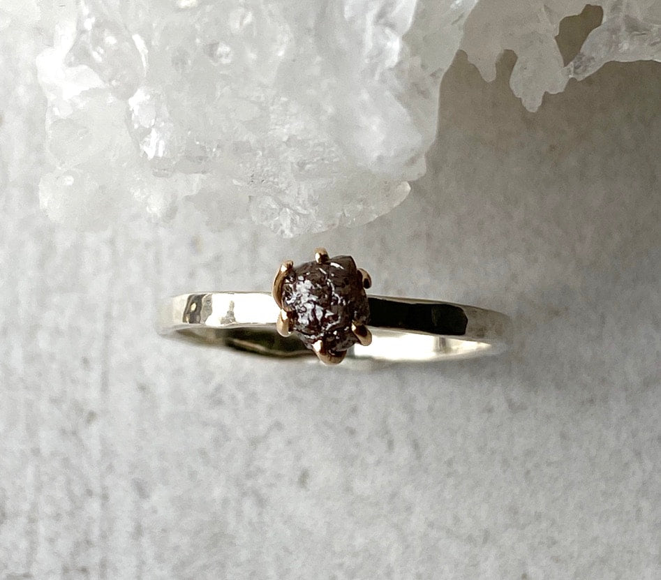 Raw Black Diamond Ring