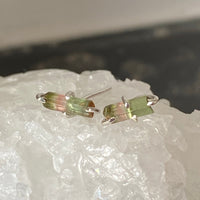 Raw Watermelon Tourmaline Stud Earrings