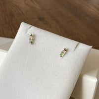 Raw Watermelon Tourmaline Stud Earrings