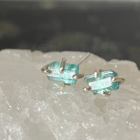 Raw Paraiba Tourmaline Stud Earrings