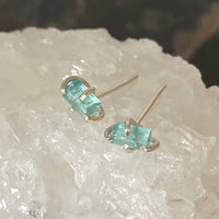 Raw Paraiba Tourmaline Stud Earrings