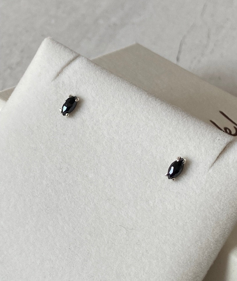 Black Spinel Stud Earrings