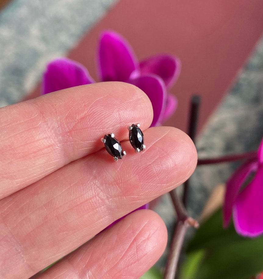 Black Spinel Stud Earrings