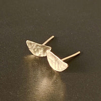 Hammered 14k Gold Half Moon Stud Earrings