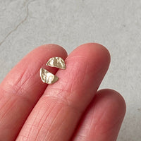 Hammered 14k Gold Half Moon Stud Earrings