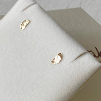 Hammered 14k Gold Half Moon Stud Earrings