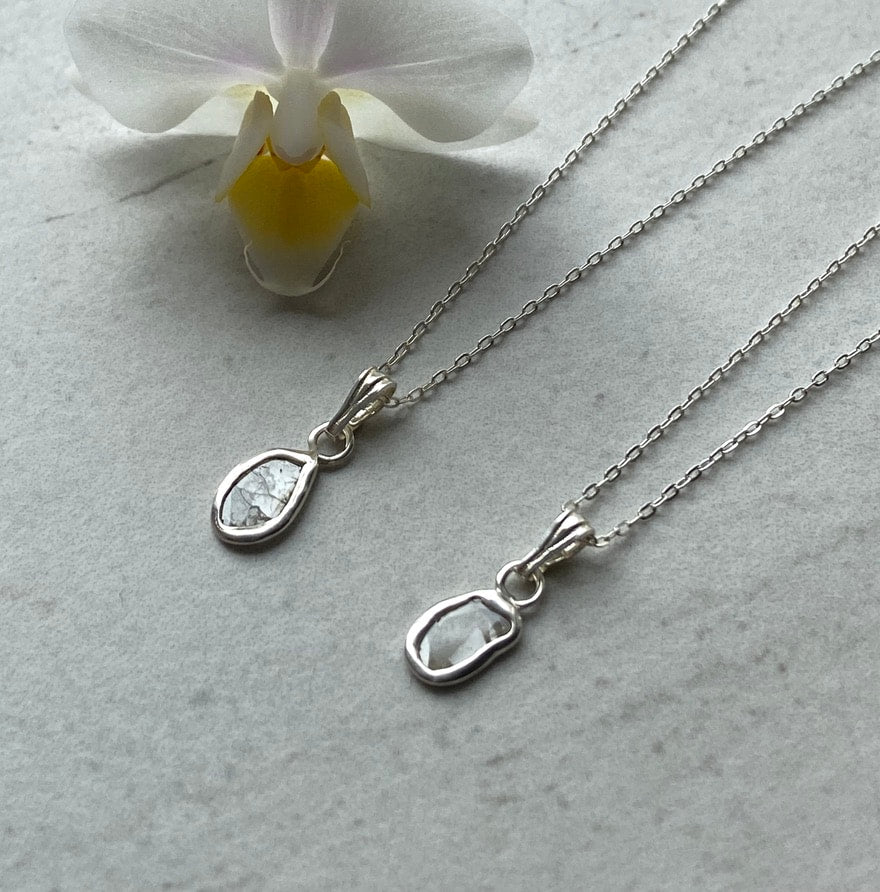 Salt and Pepper Diamond Slice Pendant Necklace