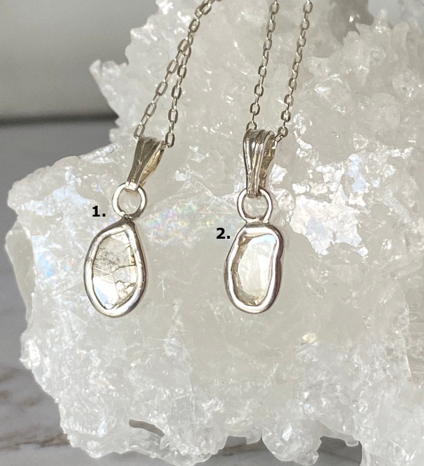 Salt and Pepper Diamond Slice Pendant Necklace