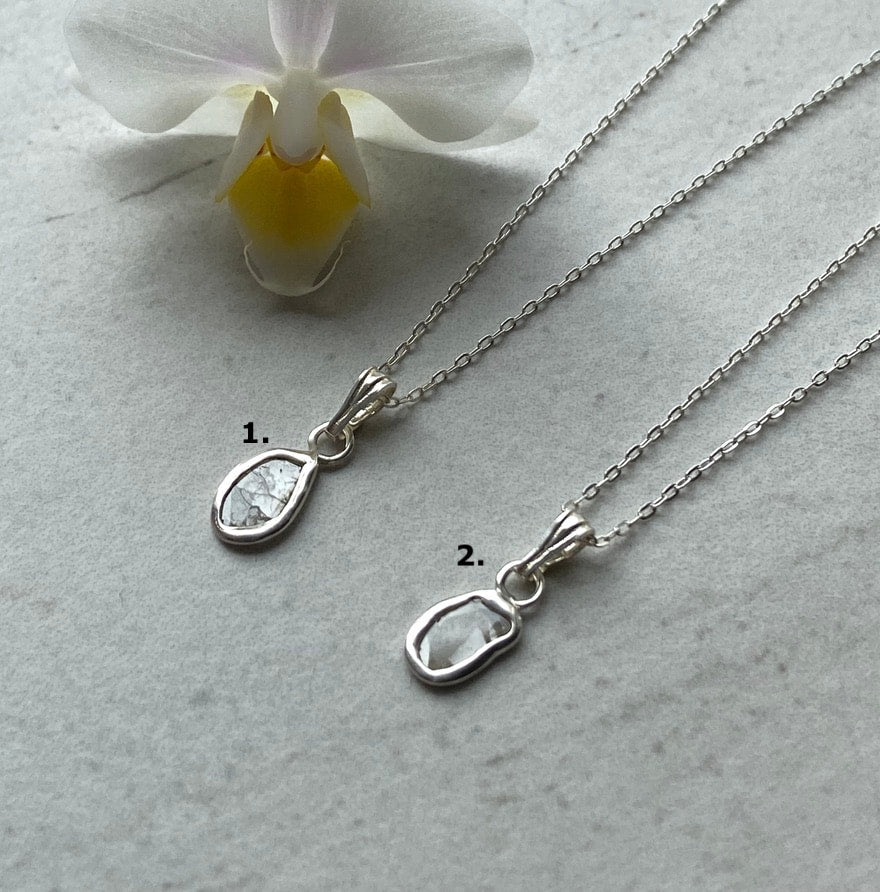 Salt and Pepper Diamond Slice Pendant Necklace