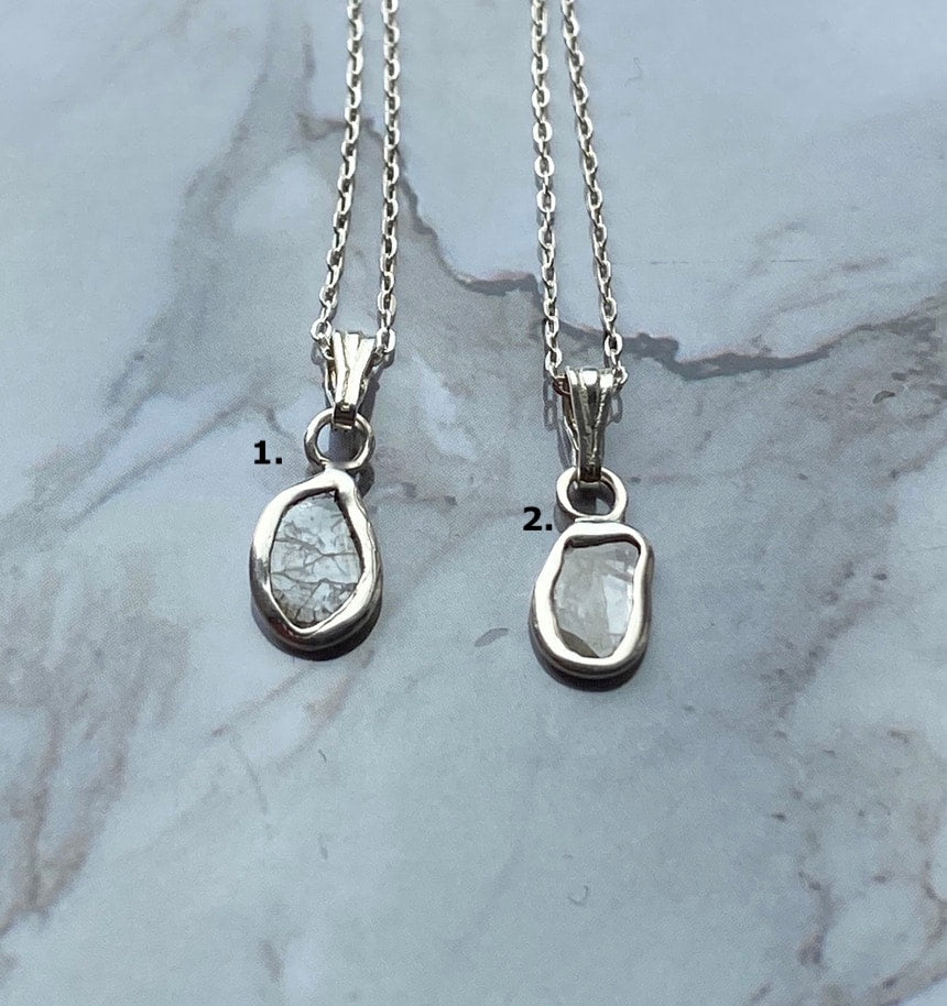 Salt and Pepper Diamond Slice Pendant Necklace