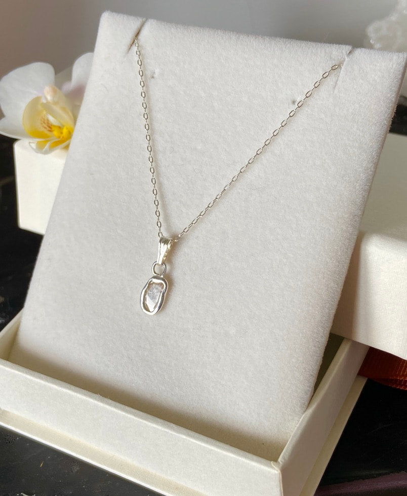 Salt and Pepper Diamond Slice Pendant Necklace