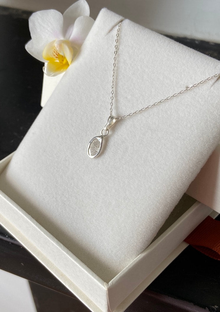 Salt and Pepper Diamond Slice Pendant Necklace