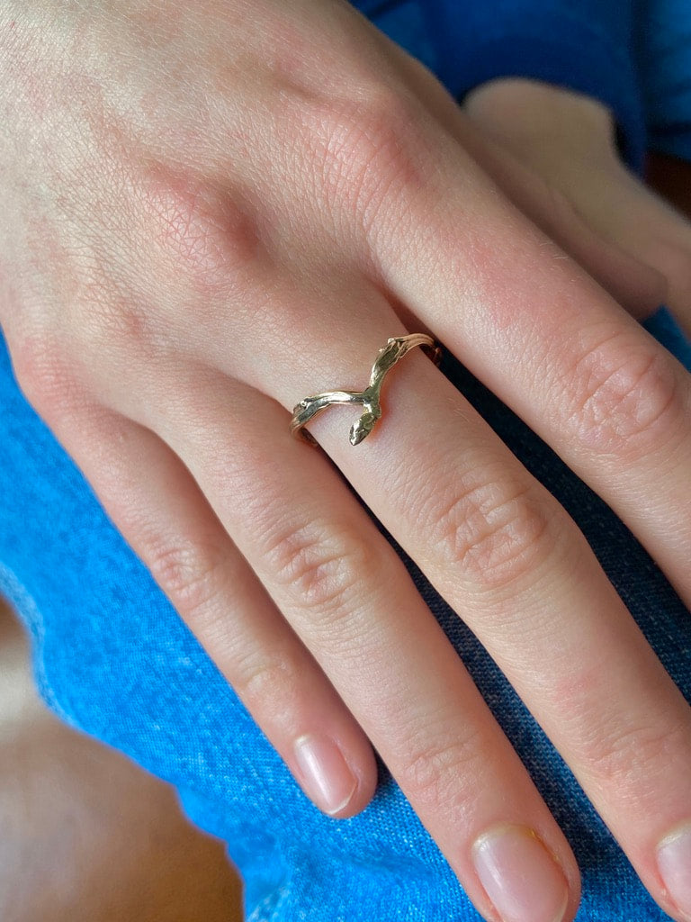 Blueberry Twig Ring, Twig Engagement or Wedding Ring