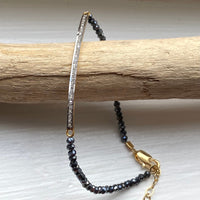 Unisex Diamond Bar and Black Spinel Bracelet, Brad Pitt Bracelet