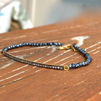 Unisex Diamond Bar and Black Spinel Bracelet, Brad Pitt Bracelet