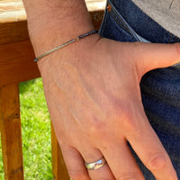 Unisex Diamond Bar and Black Spinel Bracelet, Brad Pitt Bracelet