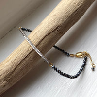 Unisex Diamond Bar and Black Spinel Bracelet, Brad Pitt Bracelet