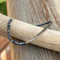 Unisex Diamond Bar and Black Spinel Bracelet, Brad Pitt Bracelet