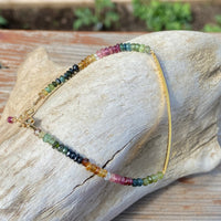 Unisex Diamond Bar and Watermelon Tourmaline Bracelet