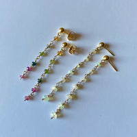 Ethiopian Welo Opal Long Chain Earrings, October Birthstone Earrings