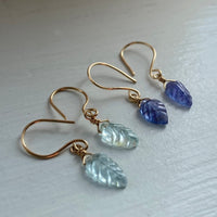 Aquamarine Carved Leaf Earrings