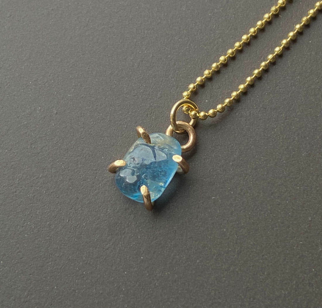 Brazilian Santa Maria Blue Aquamarine Pendant Necklace