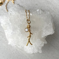 Coral Branch and White Topaz Necklace
