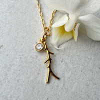 Coral Branch and White Topaz Necklace