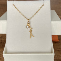 Coral Branch and White Topaz Necklace