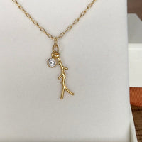 Coral Branch and White Topaz Necklace