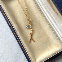 Coral Branch and White Topaz Necklace