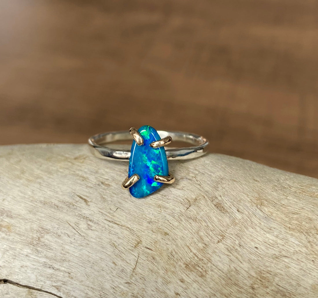 Australian Opal Ring, October Birthstone Ring