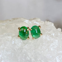 Emerald 14k Gold Stud Earrings, May Birthstone Earrings