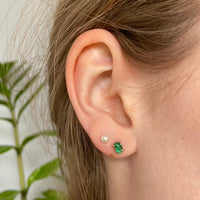 Emerald 14k Gold Stud Earrings, May Birthstone Earrings