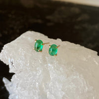 Emerald 14k Gold Stud Earrings, May Birthstone Earrings