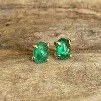 Emerald 14k Gold Stud Earrings, May Birthstone Earrings