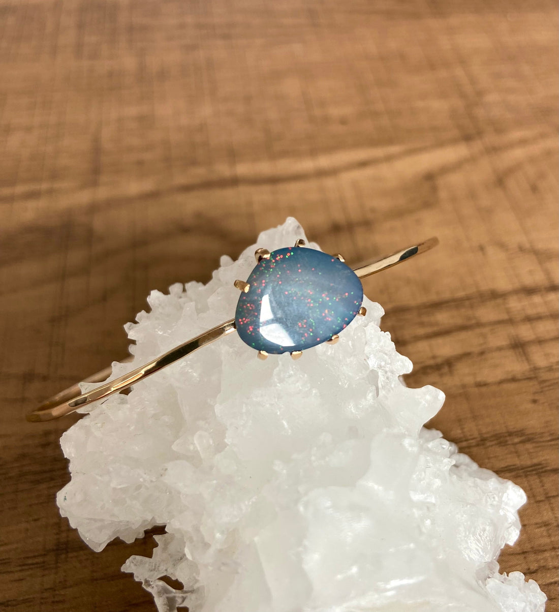 Australian Opal Bangle Bracelet, October Birthstone Bracelet