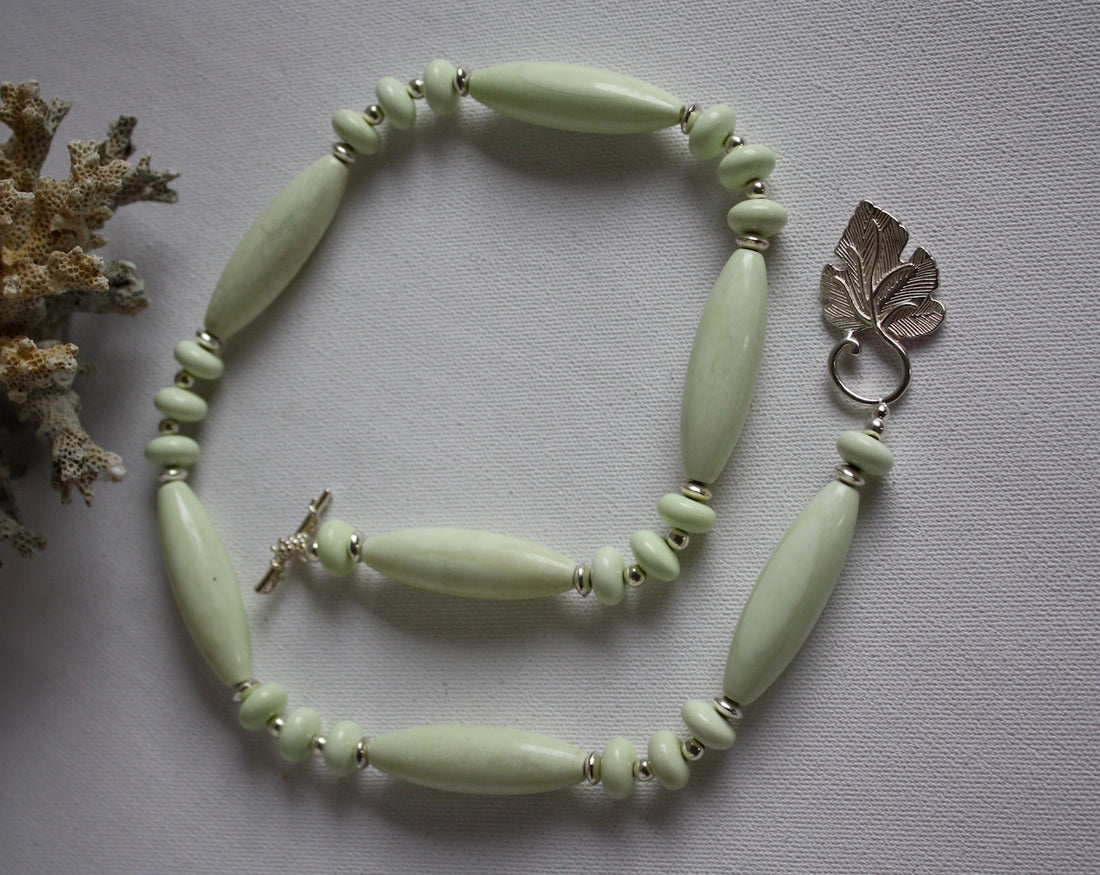 Lemon Ghrysoprase and Sterling Silver Necklace