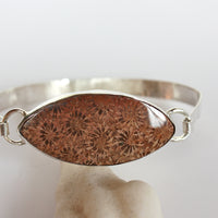 Fossil Coral and Sterling Silver Bangle Bracelet