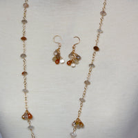 Long Gold Filled Chain Necklace With Multi Rutilated Quartz