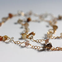 Long Gold Filled Chain Necklace With Multi Rutilated Quartz
