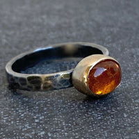 Mandarin Spessartite Garnet Ring, 14k Gold and Sterling Silver
